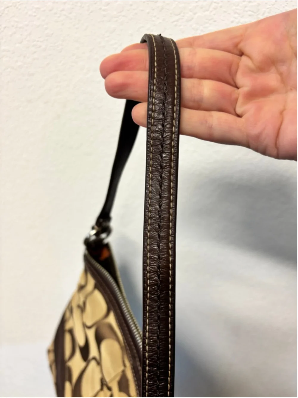 Coach Brown & Beige Signature Canvas Shoulder Bag & Coin Purse Y2K